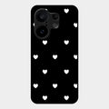 Heart Pattern Black Glass Case Cover For Vivo X200 Fe 5G