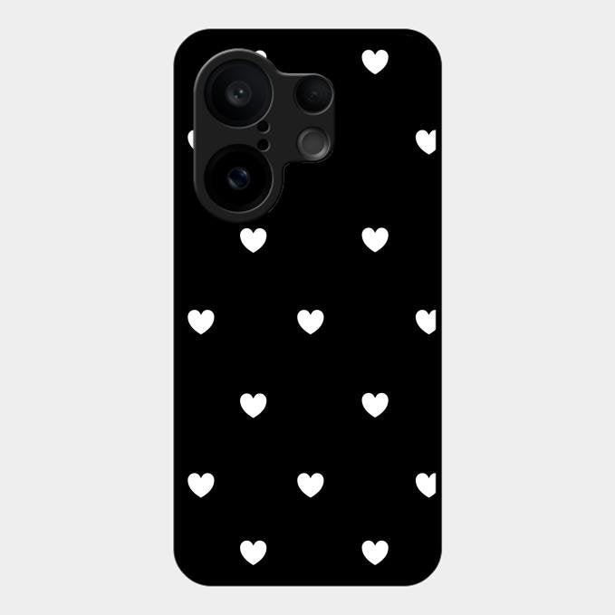 Heart Pattern Black Glass Case Cover For Vivo X200 Fe 5G