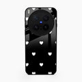 Heart Pattern Black Glass Case Cover For Vivo X300 Pro 5G