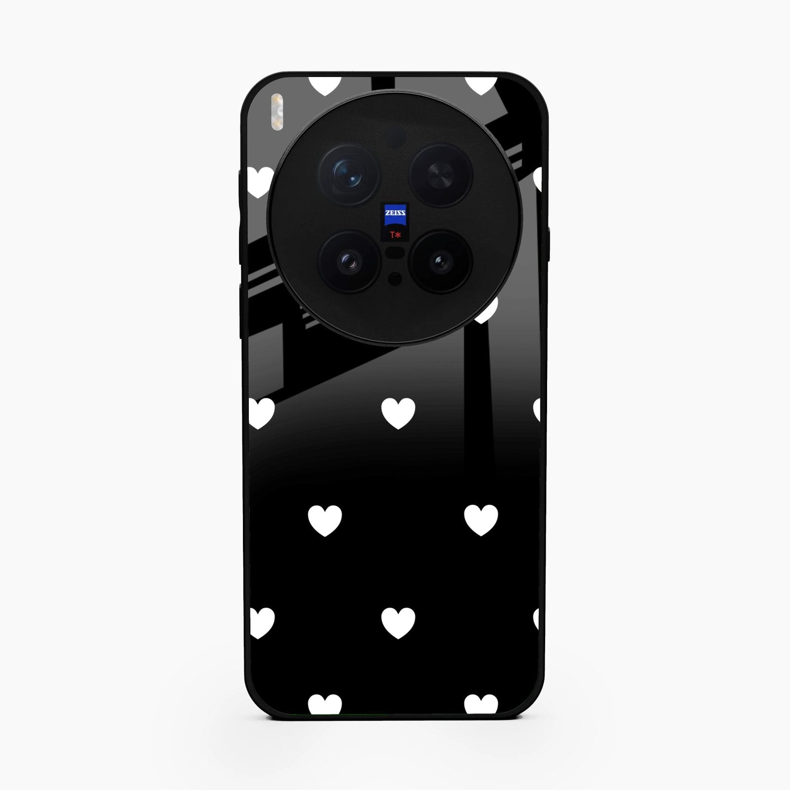 Heart Pattern Black Glass Case Cover For Vivo X300 Pro 5G