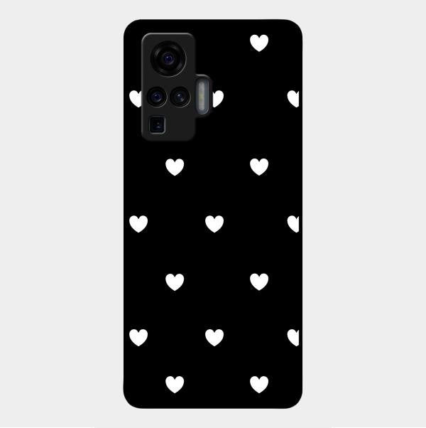 Heart Pattern Black Glass Case Cover For Vivo X50 Pro 5G