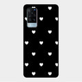 Heart Pattern Black Glass Case Cover For Vivo X60 5G