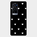 Heart Pattern Black Glass Case Cover For Vivo X60 Pro Plus 5G