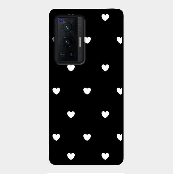 Heart Pattern Black Glass Case Cover For Vivo X70 Pro 5G