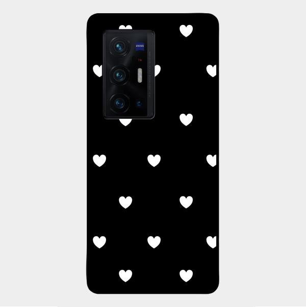 Heart Pattern Black Glass Case Cover For Vivo X70 Pro Plus 5G