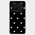 Heart Pattern Black Glass Case Cover For Vivo X80 5G