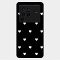 Heart Pattern Black Glass Case Cover For Vivo X80 Pro 5G