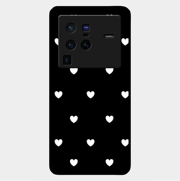 Heart Pattern Black Glass Case Cover For Vivo X80 Pro 5G