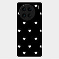 Heart Pattern Black Glass Case Cover For Vivo X90 Pro 5G