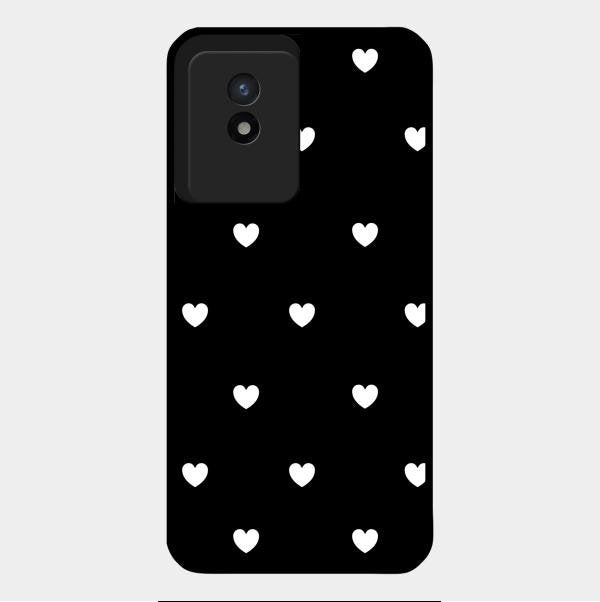 Heart Pattern Black Glass Case Cover For Vivo Y02T