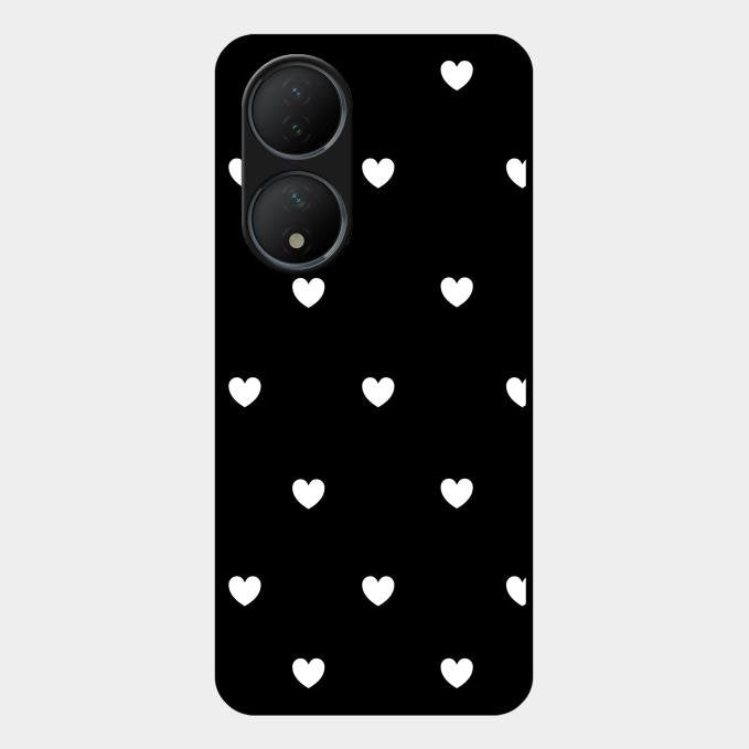 Heart Pattern Black Glass Case Cover For Vivo Y100A 5G