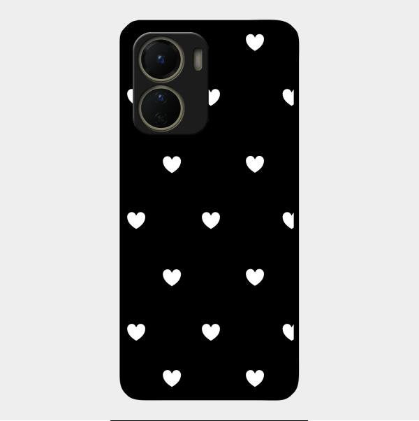 Heart Pattern Black Glass Case Cover For Vivo Y16