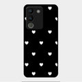 Heart Pattern Black Glass Case Cover For Vivo Y200 5G