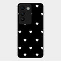 Heart Pattern Black Glass Case Cover For Vivo Y200E 5G