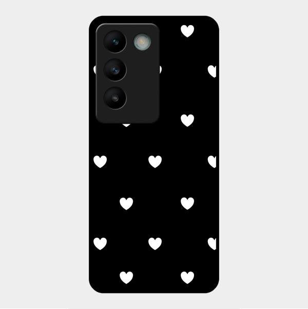 Heart Pattern Black Glass Case Cover For Vivo Y200E 5G