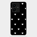 Heart Pattern Black Glass Case Cover For Vivo Y22