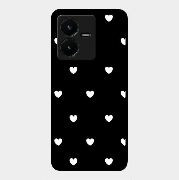 Heart Pattern Black Glass Case Cover For Vivo Y22