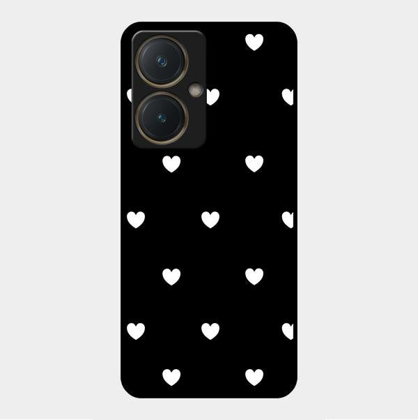 Heart Pattern Black Glass Case Cover For Vivo Y27