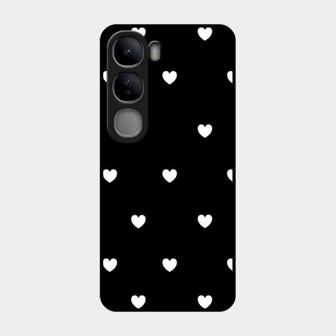 Heart Pattern Black Glass Case Cover For Vivo Y300 5G