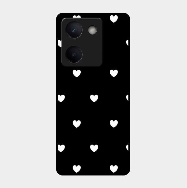 Heart Pattern Black Glass Case Cover For Vivo Y300 Plus 5G