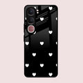 Heart Pattern Black Glass Case Cover For Vivo Y31 5G