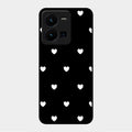 Heart Pattern Black Glass Case Cover For Vivo Y35