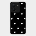 Heart Pattern Black Glass Case Cover For Vivo Y36