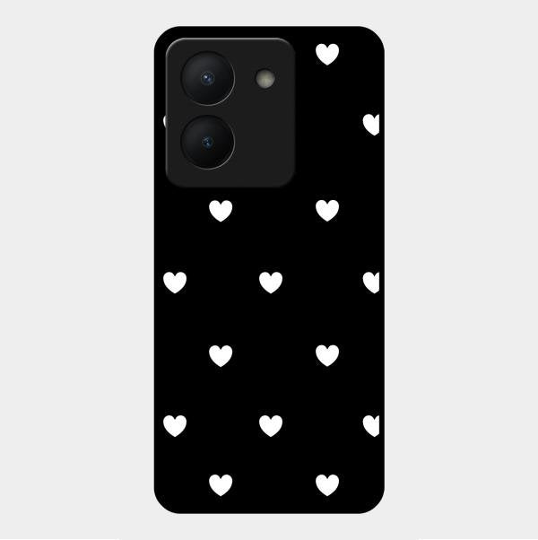 Heart Pattern Black Glass Case Cover For Vivo Y36