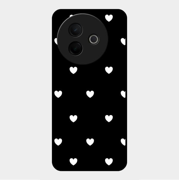 Heart Pattern Black Glass Case Cover For Vivo Y39 5G