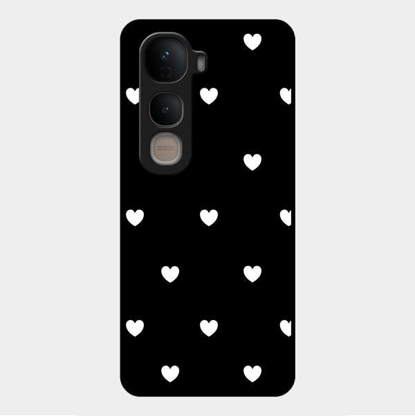 Heart Pattern Black Glass Case Cover For Vivo Y400 5G