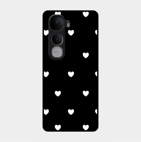 Heart Pattern Black Glass Case Cover For Vivo Y400 Pro 5G