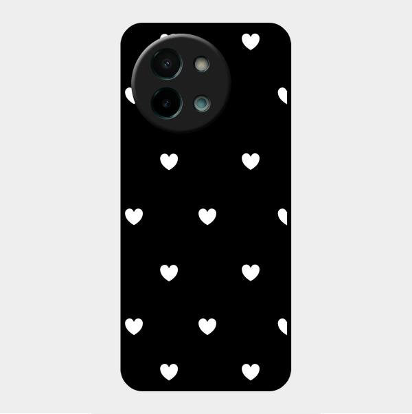 Heart Pattern Black Glass Case Cover For Vivo Y58 5G