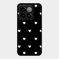 Heart Pattern Black Glass Case Cover For Xiaomi 14 5G