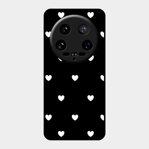 Heart Pattern Black Glass Case Cover For Xiaomi 14 Ultra