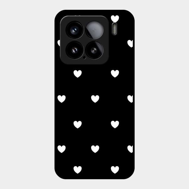 Heart Pattern Black Glass Case Cover For Xiaomi 15 5G
