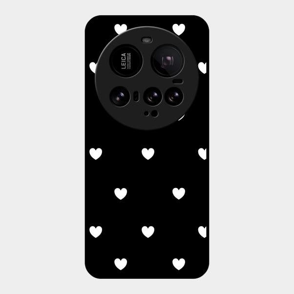 Heart Pattern Black Glass Case Cover For Xiaomi 15 Ultra 5G