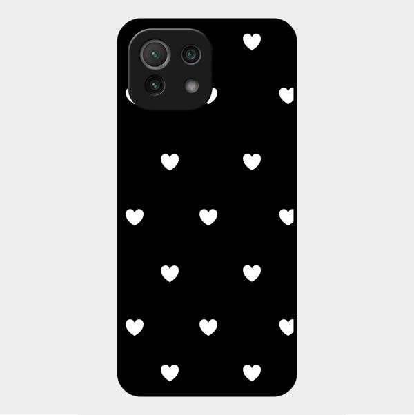 Heart Pattern Black Glass Case Cover For Xiaomi Mi 11 Lite