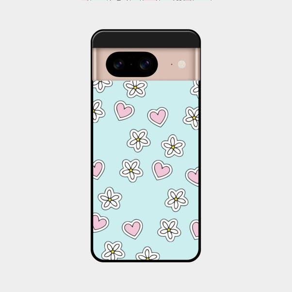 Heart With Blossom Glossy Metal Case Cover For Google Pixel 8 5G