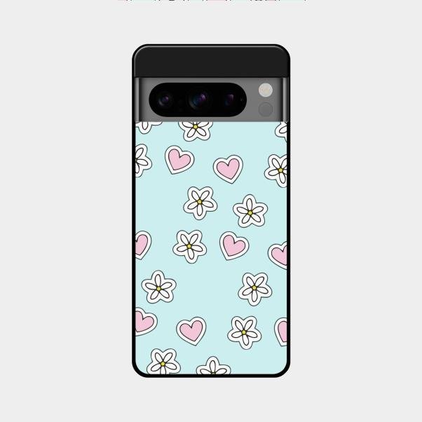 Heart With Blossom Glossy Metal Case Cover For Google Pixel 8 Pro 5G