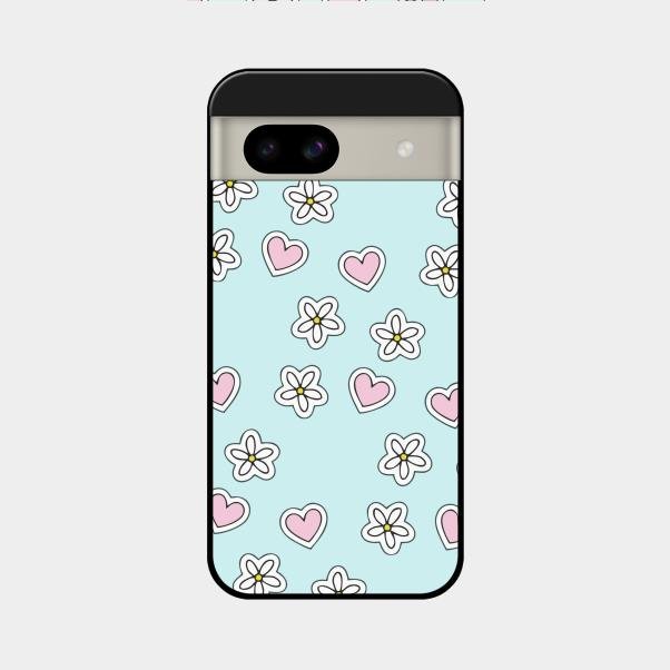 Heart With Blossom Glossy Metal Case Cover For Google Pixel 8A 5G