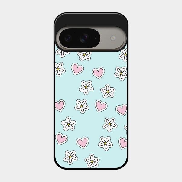 Heart With Blossom Glossy Metal Case Cover For Google Pixel 9 5G