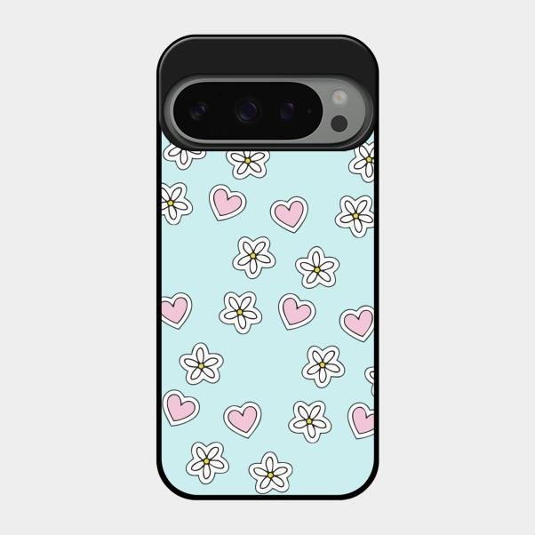 Heart With Blossom Glossy Metal Case Cover For Google Pixel 9 Pro 5G