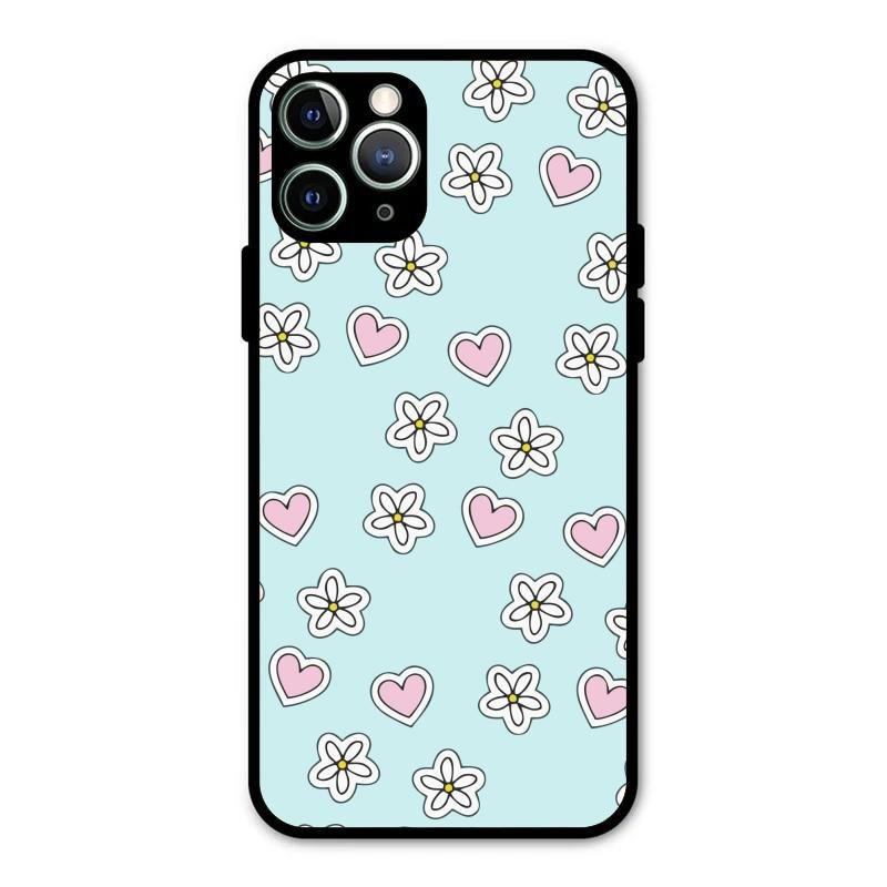 Heart With Blossom Glossy Metal Case Cover For iPhone 11 Pro Max