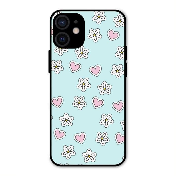 Heart With Blossom Glossy Metal Case Cover For iPhone 12 mini