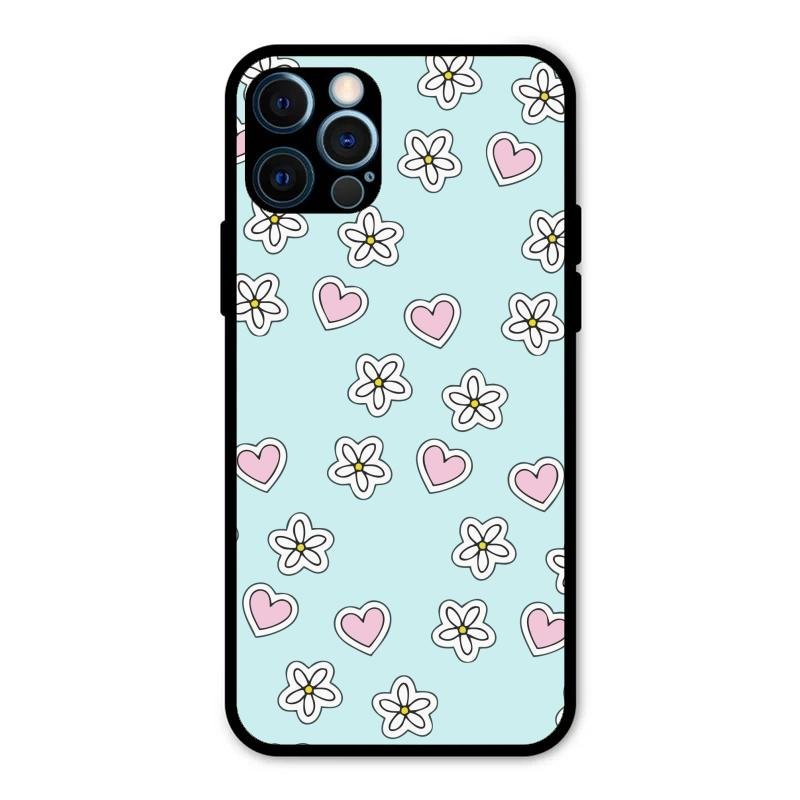 Heart With Blossom Glossy Metal Case Cover For iPhone 12 Pro Max