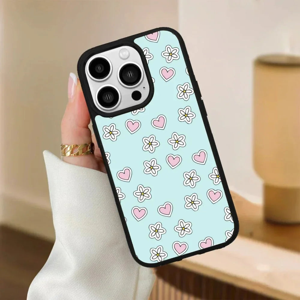 Heart With Blossom Glossy Metal Case Cover For iPhone - ShopOnCliQ