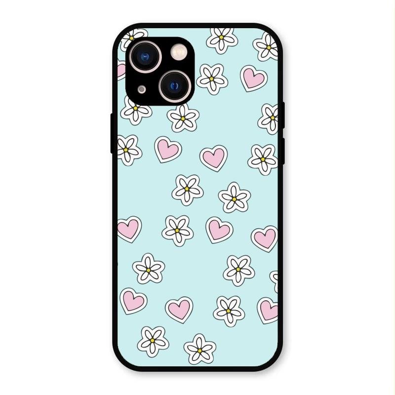 Heart With Blossom Glossy Metal Case Cover For iPhone 13