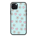 Heart With Blossom Glossy Metal Case Cover For iPhone 14 Plus