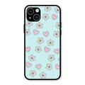 Heart With Blossom Glossy Metal Case Cover For iPhone 14