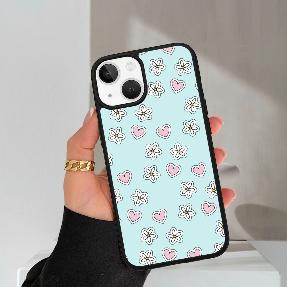 Heart With Blossom Glossy Metal Case Cover For iPhone